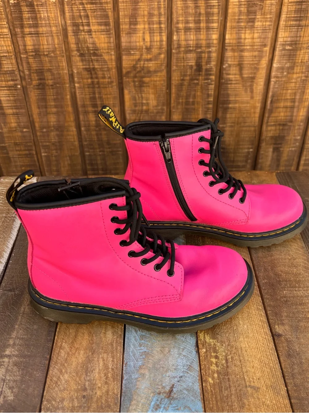 Dr. Martens 1460 J Hot Pink Combat Leather Boots